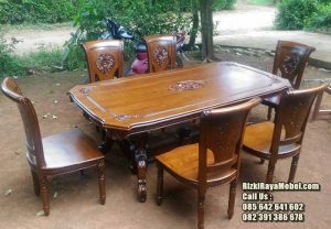 Set Meja Makan Ukir Salina Jati