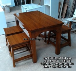 Set Meja Makan Simple Kayu Jati