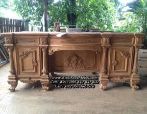 Meja Kantor Ukiran Mewah Jepara Kayu Jati