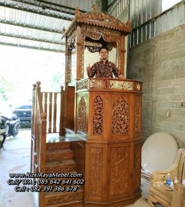 Mimbar Masjid Kayu Ukir Jepara Jati Mewah