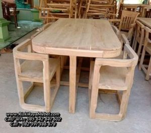Set Meja Makan Minimalis 6 Kursi Kayu Jati