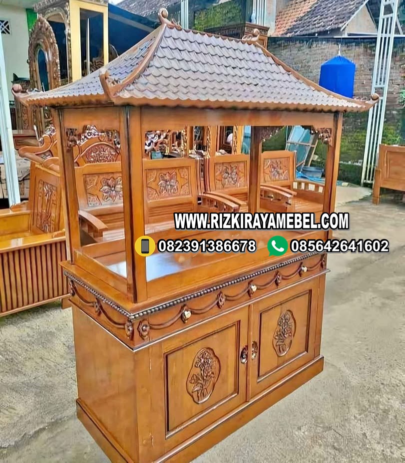 Bufet Aquarium Atap Joglo Kayu Jati
