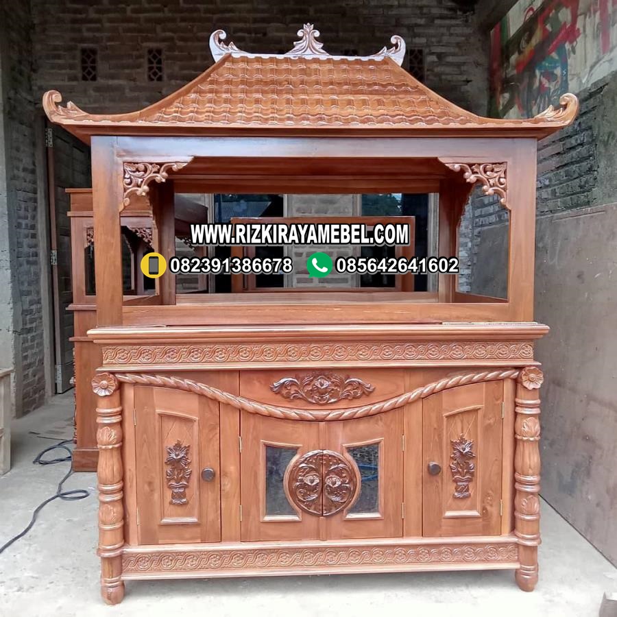 Bufet Aquarium Ukir Kayu Jati Joglo