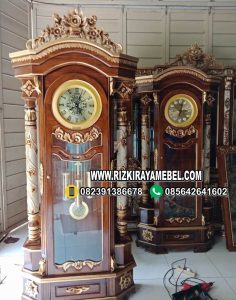 Lemari Jam Hias Kayu Jati Ukiran Jepara
