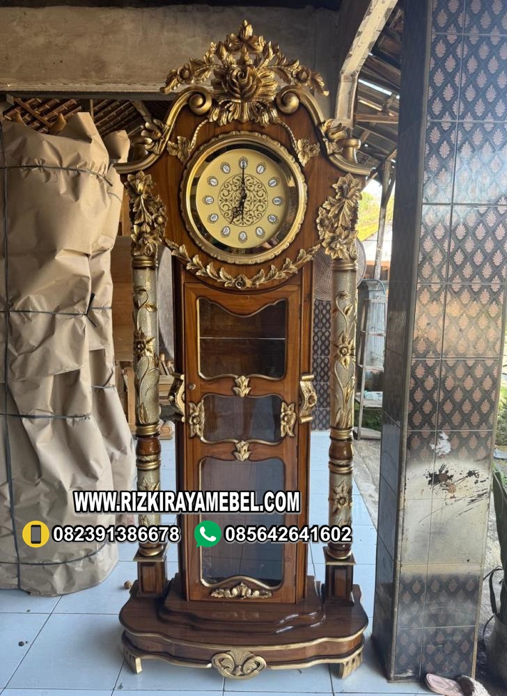 Lemari Jam Hias Ukir Jepara Kayu Jati