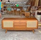Bufet Retro Minimalis Kayu Jati Rotan