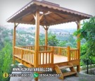 Gazebo Minimalis Kayu Jati Restoran