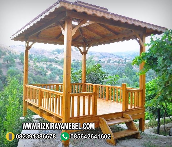 Gazebo Minimalis Kayu Jati Restoran
