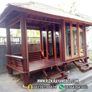 Gazebo Minimalis Plus Kamar Kayu Jati