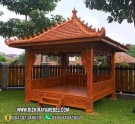 Gazebo Ukiran Kayu Jati Taman Rumah