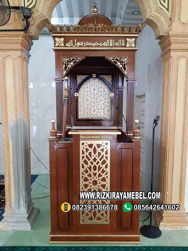 Mimbar Masjid Minimalis Sederhana Jati