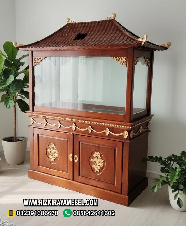 Bufet Meja Aquarium Ukiran 2 Pintu