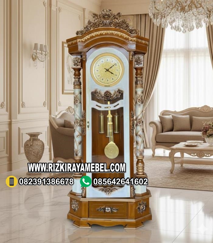 Jam Hias Ruang Tamu Ukir Kayu Jati