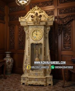 Jam Hias Ukiran Mewah Warna Emas