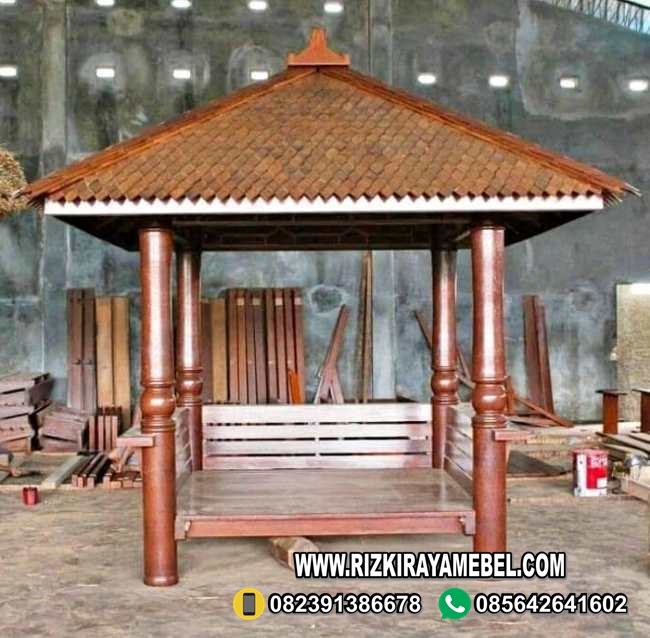 Gazebo Kayu Jati Unik Minimalis