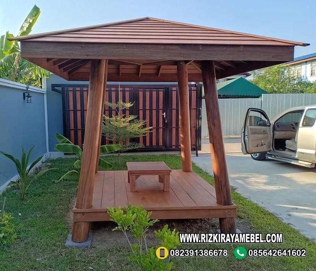 Gazebo Taman Rumah Unik Kayu